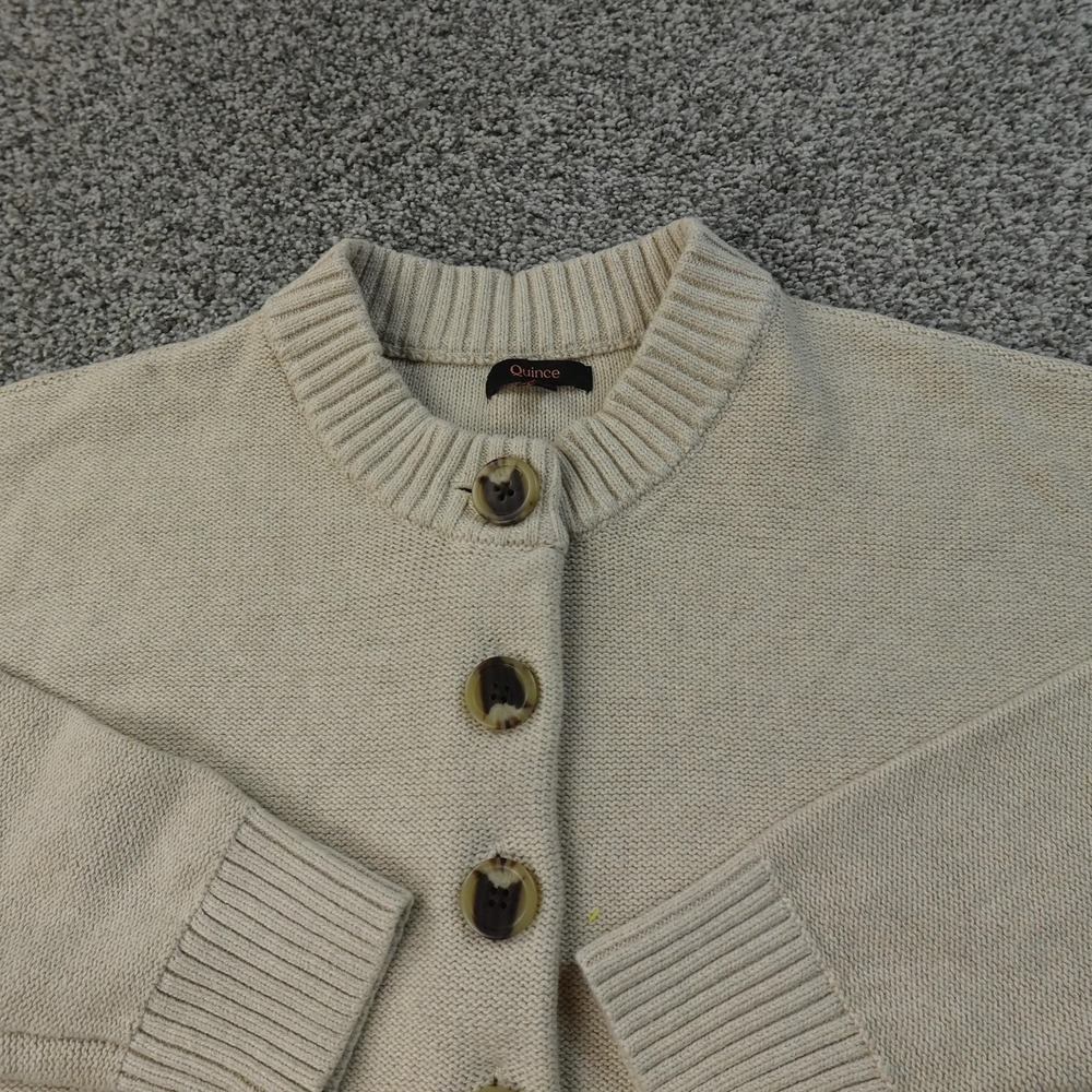 Quince Speckled Beige Button-Up Cropped Cardigan - Picture 6 of 12